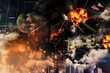 © pasiporn - Trade tensions between the USA and China escalate dramatically, culminating in a mid-air explosion, capturing the intensity and urgency of geopolitical conflict.
