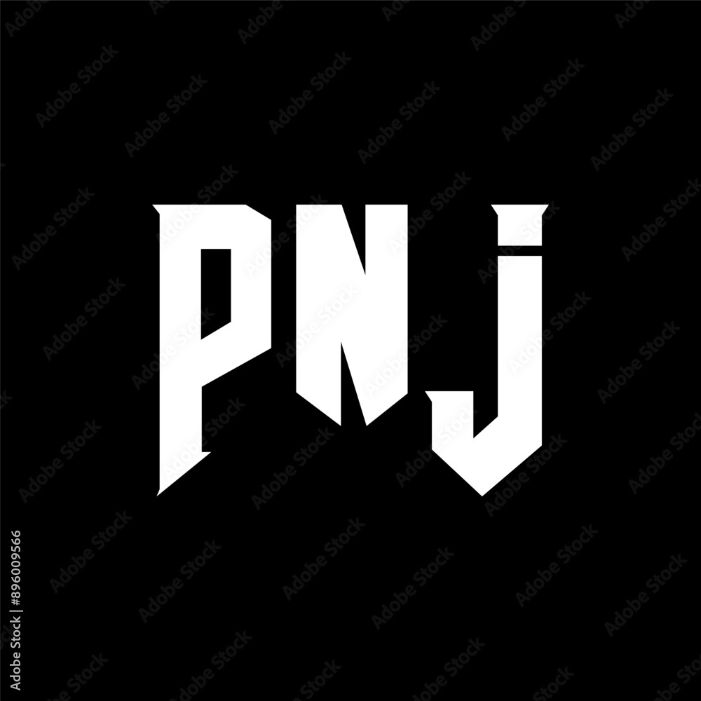 PNJ letter logo design for technology company. PNJ logo design black and white color combination. PNJ logo, PNJ vector, PNJ design, PNJ icon, PNJ alphabet. PNJ typography logo design.