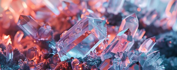 Wall Mural - crystalline structures with reflective surfaces, 4k hyperrealistic photo