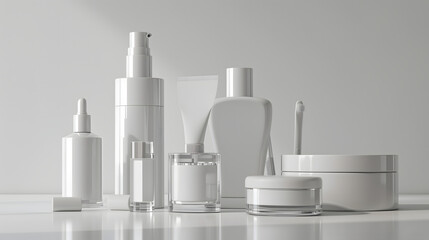 Wall Mural - Cosmetic Bottles on White Background