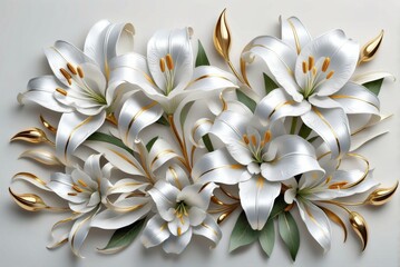 Aufkleber - Digital illustration floral design It features three white lilie