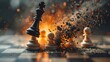 © Tanongsak - Colliding Chess Pieces, Chess pieces midcollision, symbolizing strategic business conflicts and competitive moves