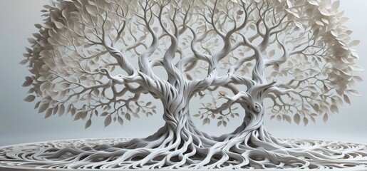 Aufkleber - 3D rendering tree life is made up multiple branches leaves intri