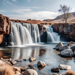 Wall Mural - waterfall in the forest