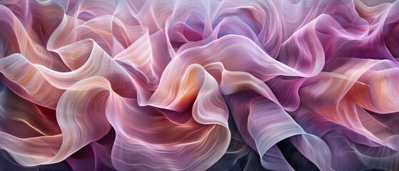 Wall Mural - Abstract silk fabric texture with soft pastel colors and flowing waves, creating an elegant and artistic visual representation.