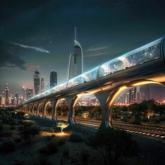 Wall Mural - A hyperloop transportation system connecting major cities with high-speed travel in vacuum tubes, revolutionizing long-distance transportation