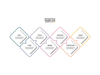 Business infographics template. Informational table with 7 steps or options.
