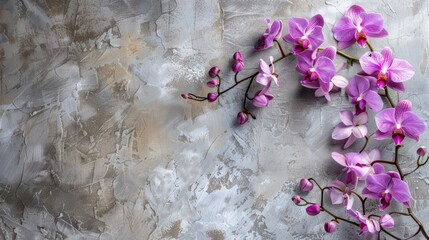 Canvas Print - Orchid Branch on a Textured Background