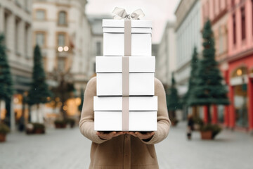 Canvas Print - Stacked gift boxes png transparent mockup