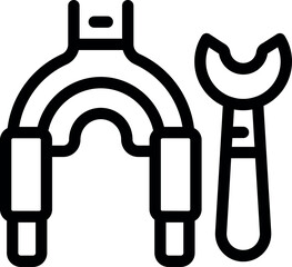 Poster - bike handlebar is being fixed with a wrench, in a simple and minimalist line art style