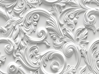 elegant white decorative floral wallpaper with intricate details