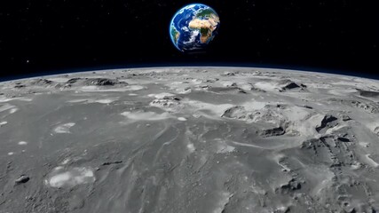 Poster - a view of earth rising above the lunar surface, seen from space during a mission.
