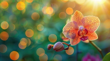 Canvas Print - Orchid in the Sunlight with Bokeh Background