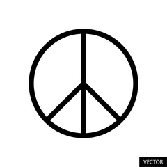 Poster - Peace symbol vector icon in line style design for website, app, UI, isolated on white background. Editable stroke. Vector illustration.