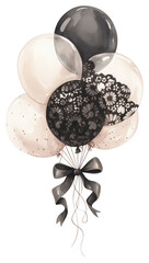 Sticker - PNG  Elegant black and white balloons