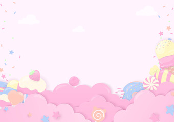 pastel sweet bakery and cloud background