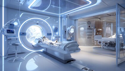 Poster - Futuristic Hospital Room with Advanced Medical Technology
