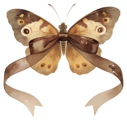 Poster - PNG  Elegant butterfly with ribbon