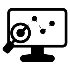 Sticker - statistical line graph on computer monitor icon