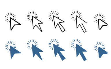 Poster - Set of Hand pointer symbol in trendy flat style. Computer mouse click cursor. Click cursor collection. Clicking finger. Hand pointer icon. Cursor