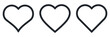 © Denys - Set of heart symbols. Linear concept design in vector graphic. Outline web icon buttons. Love sign in flat style