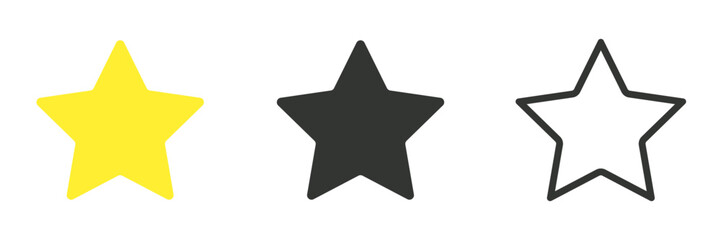 Wall Mural - simple star shape set in black and yellow colors. isolated design elements. vector icons in flat sty