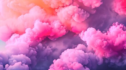 Poster - Abstract texture background of smoky fluffy clouds soft pastel colors, looping motion animation