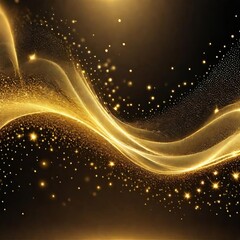 Wall Mural - Abstract golden wave on black background. Luxury glowing background. 