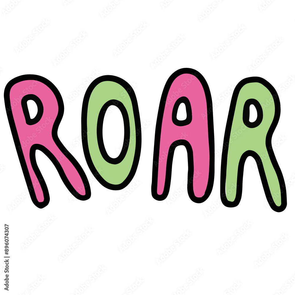 Roar Fun Lettering Hand drawn ROAR letters for font, typography, text, message ...