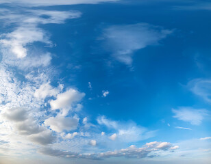 Wall Mural -  Blue Sky with Clouds Background- A panoramic view of a blue sky filled with soft, white_1(41)