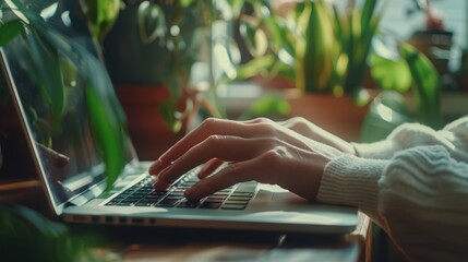 Hands Typing on Laptop