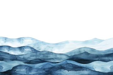 Poster - PNG  Abstract watercolor blue mountain landscape