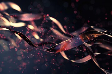Poster - A close-up of a ribbon on a black background, suitable for use in product designs or branding