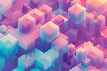 Poster - A collection of cubes suspended in mid-air, creating a visually striking scene