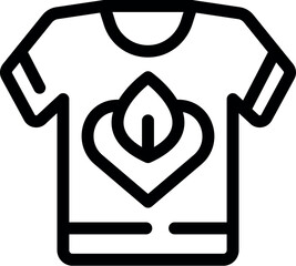 Poster - Simple and modern icon representing a t shirt with a heart and leaf symbol, perfect for projects related to environmental awareness