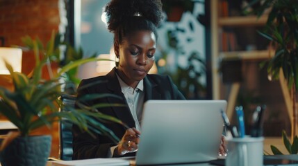 Aufkleber - A person sitting at a desk with a laptop, perfect for office or home use