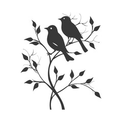  minimalist line art icon birds on tree branches logo symbol