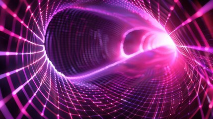 Aufkleber - Glowing neon lines weaving through a dark void, 3D background, cybernetic abstract 