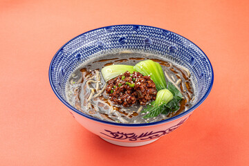 Canvas Print - Portion of appetizing japanese tantanmen ramen with bok choy