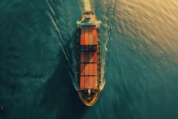 Aufkleber - A large container ship navigating through the water