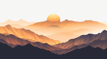 Wall Mural - A mountain range with a sun in the sky