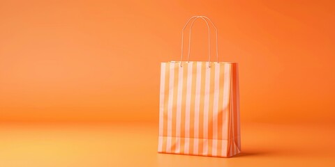 Aufkleber - A paper shopping bag on an orange background, great for use in e-commerce and retail designs
