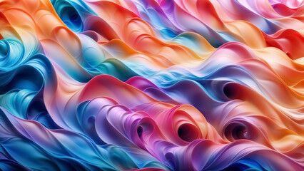Wall Mural - Abstract background with digital artwork featuring a colorful, wavy, flowing design liquid or fluid, swirling lines, waves, shapes in psychedelic pattern.