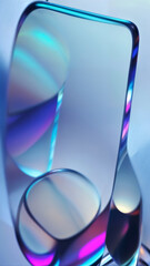 Wall Mural - Abstract background with glowing 3D grid waves, geometric square cube, reflective material glass with motion blur effect, blend of vibrant color shapes