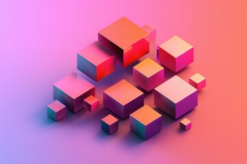 Poster - A vibrant background with stacked cubes in various colors