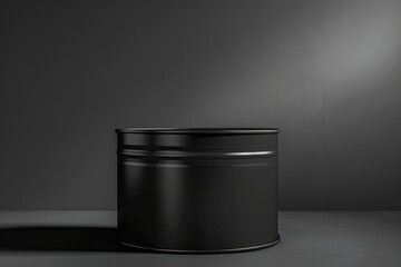 Poster - A black container sits on top of a table with a simple, clean design