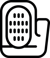 Poster - Line icon of a hand using a device with a button interface, representing concepts like accessibility and technological interaction