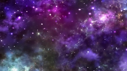 Wall Mural - animation of energy dynamic abstract space footage with glowing vibrant, starry night sky with cloud