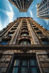 Poster - A tall building with a prominent clock tower on its facade