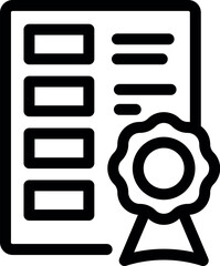 Poster - Line art icon of a document with a guarantee certificate, representing certified quality